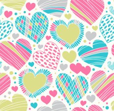 Colorful love ornamental pattern with hearts N2