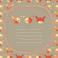 Hares doodle frame and childrens seamless background