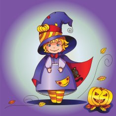 Cute little witch with cat