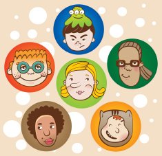 set of vector faces in different moods