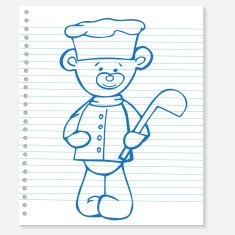 Sketch bear cook on a notebook N2