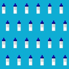 Seamless background with baby bottles and nipples