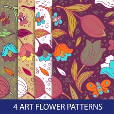 Set of flower patterns with tulips N2