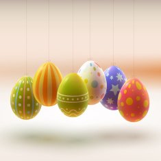 Set of realistic easter eggs on white background