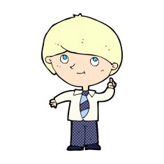 comic cartoon boy with idea