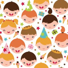 Kids at a birthday party seamless pattern background
