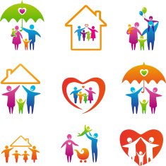 Colorful happy family icons