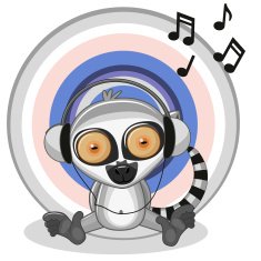 Lemur with headphones