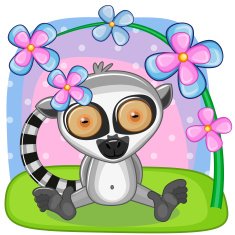Lemur with flowers N2