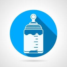 Round blue vector icon for baby bottle