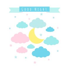 Childish background with moon clouds and stars N4