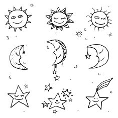 Sun moon and stars vector icons N2 free image download