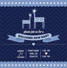 baby shower invitation with giraffe in retro style