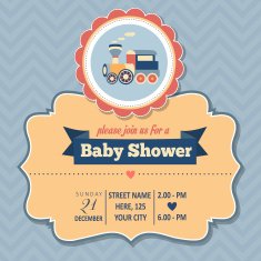baby shower invitation in retro style N11