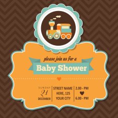 baby shower invitation in retro style N12
