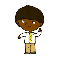 comic cartoon boy with idea N2