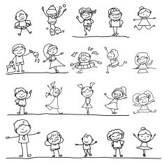 hand drawing cartoon happy kids N4