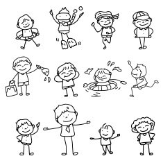 hand drawing cartoon happy kids N6