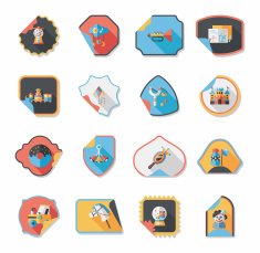 Toy sticker flat banner background set eps10 N16
