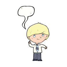 cartoon boy with idea speech bubble N7