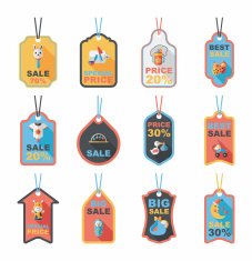 baby tag banner design flat background set eps10 N17