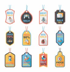 Toy tag flat banner background set eps10 N13