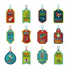 Toy tag flat banner background set eps10 N48