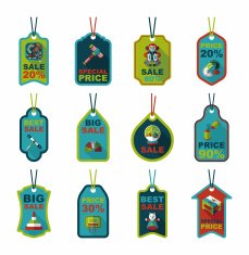 Toy tag flat banner background set eps10 N49