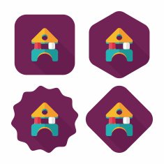 brick house flat icon with long shadow N45