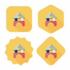 brick house flat icon with long shadow N46