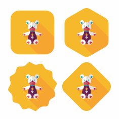 teddy bear flat icon with long shadow N27