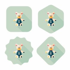teddy bear flat icon with long shadow N28