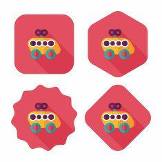 toy car flat icon with long shadow N25