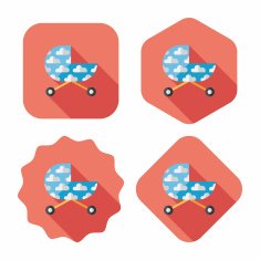 Pram flat icon with long shadow eps10 N37