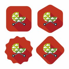 Pram flat icon with long shadow eps10 N38