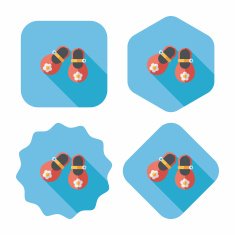 baby booties flat icon with long shadow N32