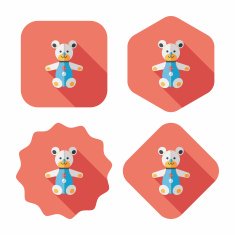teddy bear flat icon with long shadow N29
