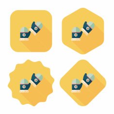 baby Gloves flat icon with long shadow eps10 N8