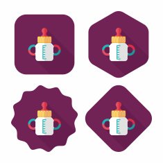 Baby bottle flat icon with long shadow EPS 10 N37