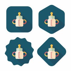 Baby bottle flat icon with long shadow EPS 10 N38