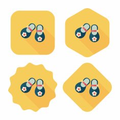 baby booties flat icon with long shadow N34