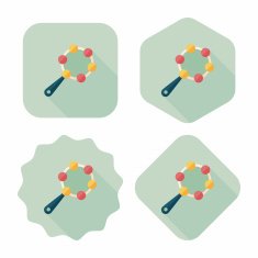baby rattle flat icon with long shadow EPS 10 N79