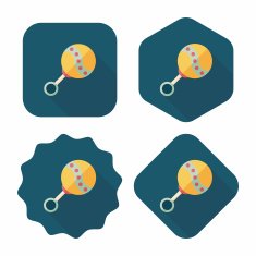 baby rattle flat icon with long shadow EPS 10 N81