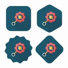 baby Rattle flat icon with long shadow eps10 N121