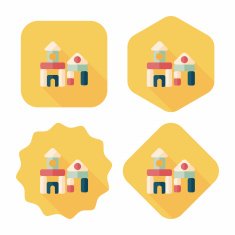 brick house flat icon with long shadow N51
