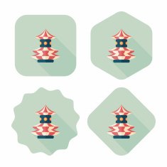 swing seat exciting amusement ride flat icon with long shadow N4