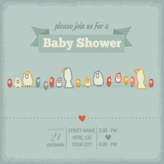 baby shower invitation in retro style N15