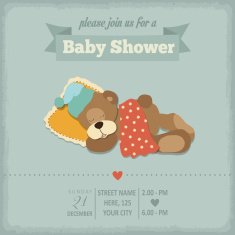 baby shower invitation in retro style N16