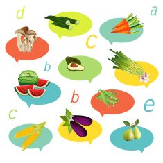 Health fruit and vegetable Vitamins illustration