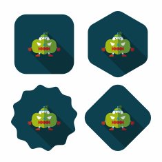Pumpkin costume flat icon with long shadow eps10 N10